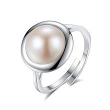 Elegant Jewelry S925 Silver Round Freshwater Pearl Rings